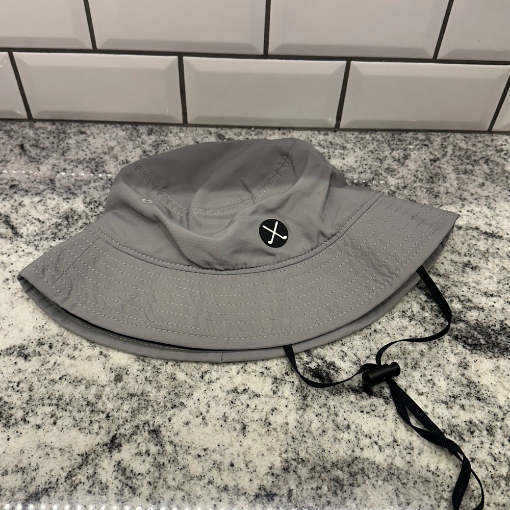 Outdoor Cap Mens OSFM Bucket Hat Grey Golf Ripstop Chin Strap Sun Hat Gorpcore